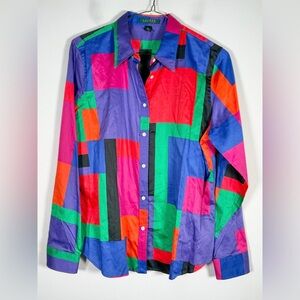 Lauren Ralph Lauren Women’s Size Extra Large XL Colorful 100% Cotton Shirt